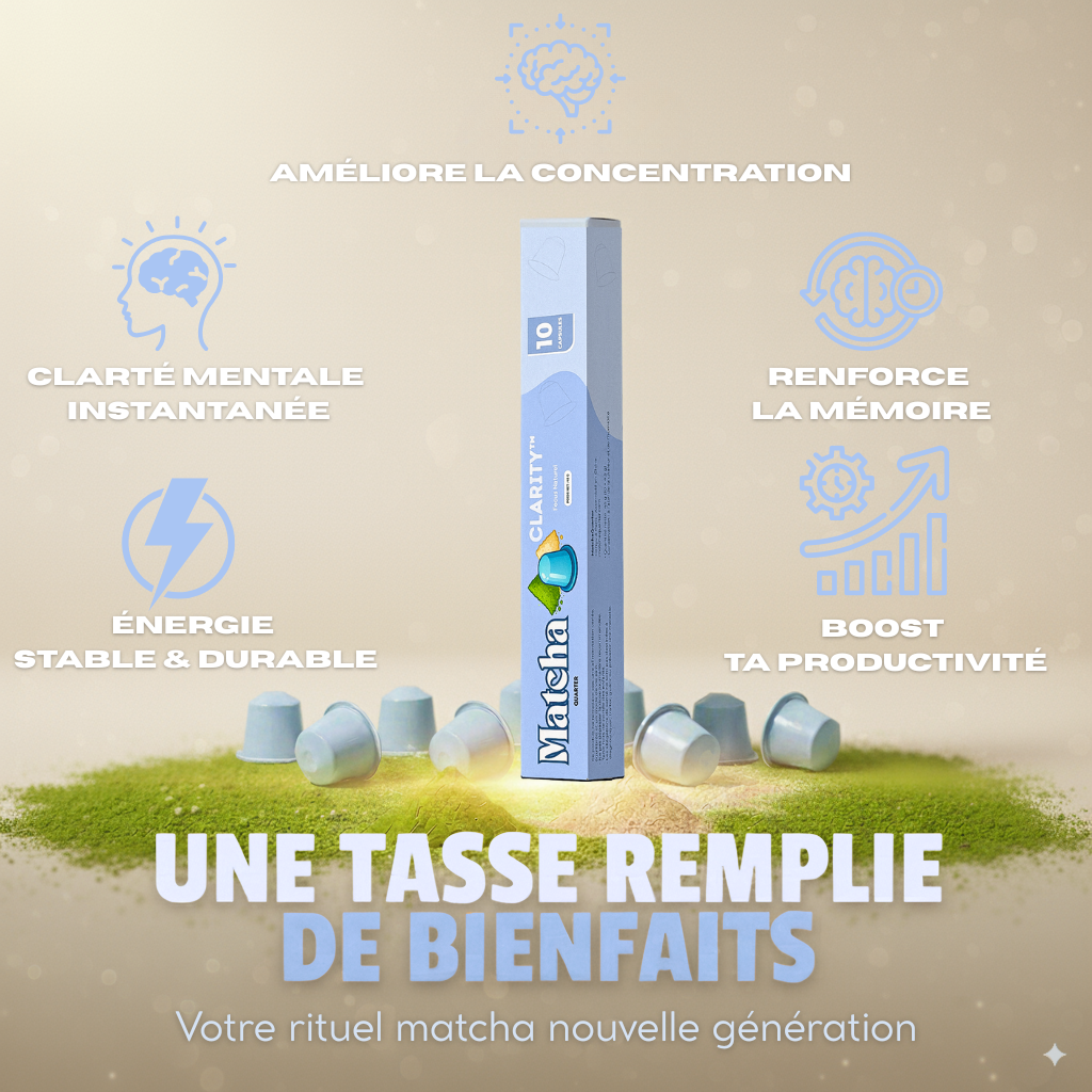Clarity – Focus | Capsules Matcha + Adaptogènes